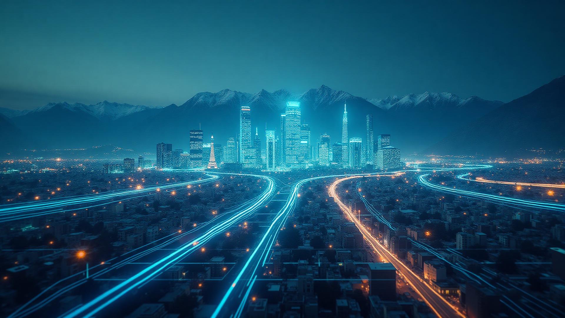 Conceptual cityscape of Grenoble with abstract AI data visualization overlay — symbolizing explainable, sovereign, and governable deep learning