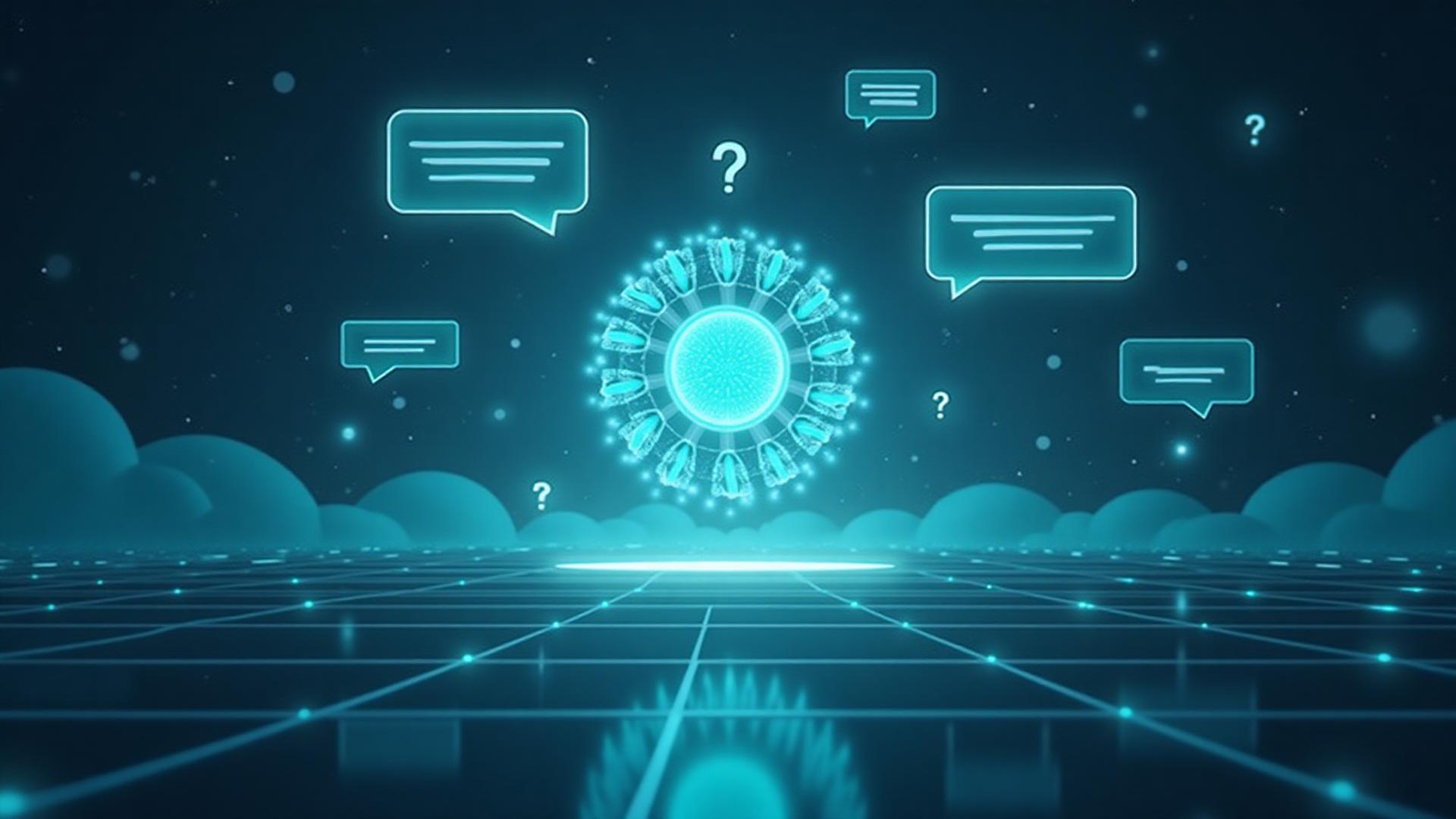 Abstract illustration symbolizing transparency and understanding in explainable AI — representing clarity through connected questions and answers